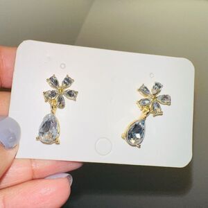 Gold and Silver Floral Drop Earrings